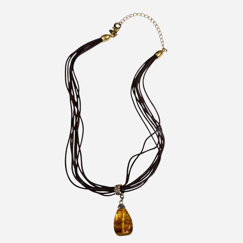 Vintage Lia Sophia brown multi strand necklace